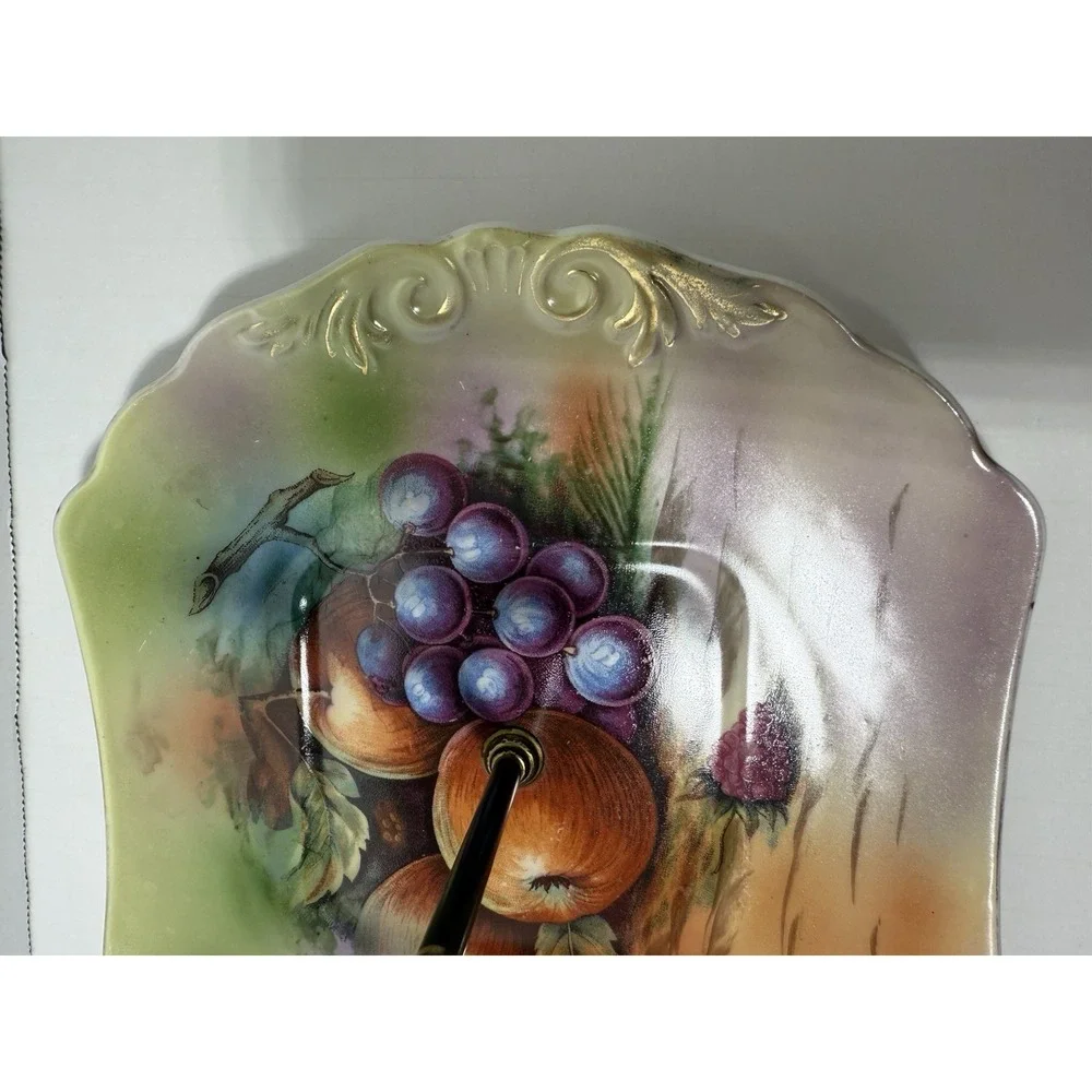 Fruit Tray‎ Candy Dish Trinket Serving Stem Handle Appetizer Nut Vintage Gold